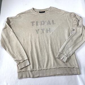 Thrashed Vintage Sweatshirt Sun Faded Beige Distressed Gothic Grunge